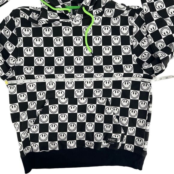 Wesc Mike Checkerboard Smiley Face Pullover Hoodie Black Noir NWT XL - Picture 9 of 12